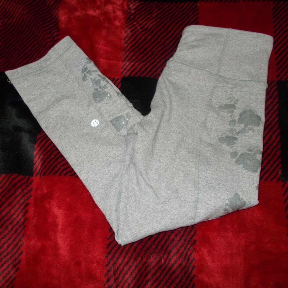lululemon athletica Gray Leggings with Subtle Black Palm Print